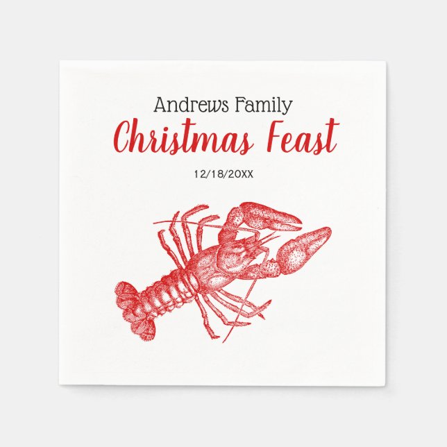 Servilleta De Papel Dibujo de la langosta roja n° 1 (Anverso)