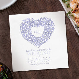 Servilleta De Papel Dibujo de la tinta azul tulipán boda azul