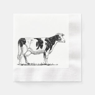 Servilleta De Papel Dibujo de lápiz Fresian Dairy Cow Holstein