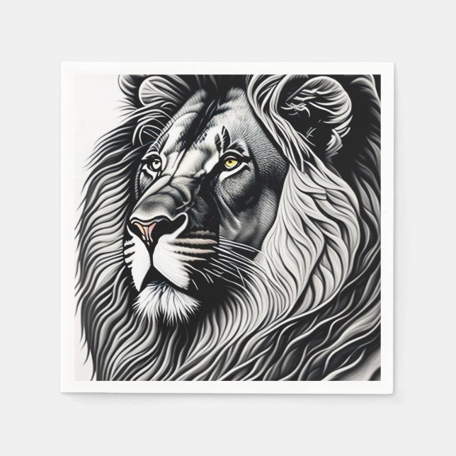 Servilleta De Papel Dibujo de León en la cabeza (Anverso)