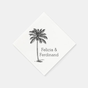Servilleta De Papel Dibujo de línea de palmera de coco