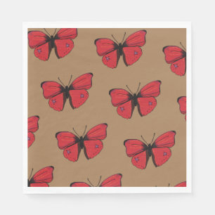 Servilleta De Papel Dibujo de mariposa roja