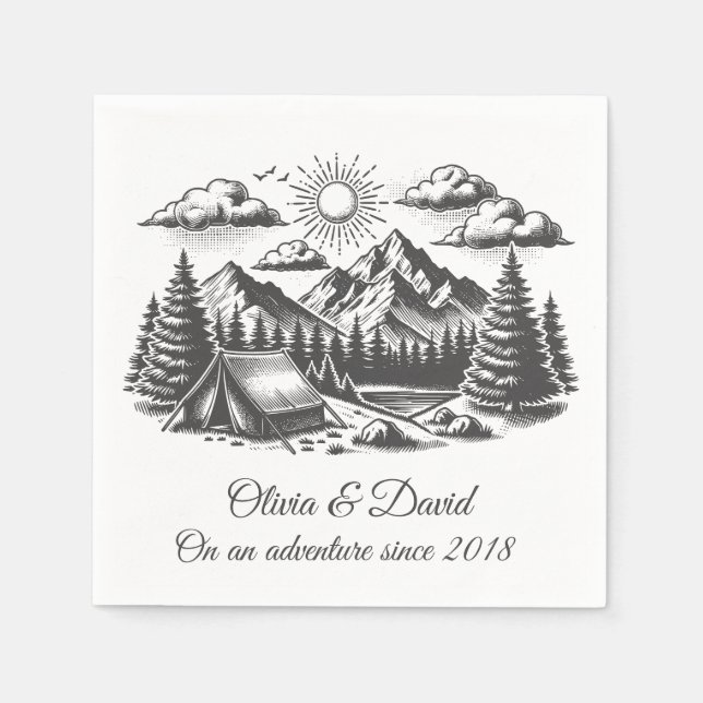 Servilleta De Papel Dibujo de paisajes de época para boda (Anverso)