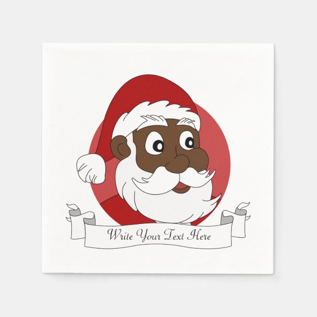 Servilleta De Papel Dibujo de Papá Noel Negro (Anverso)