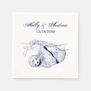 Servilleta De Papel Dibujo de perezoso Litografía #1 Azul