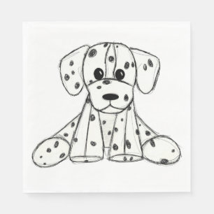 Servilleta De Papel Dibujo de perro de peluche dálmata contorno simple