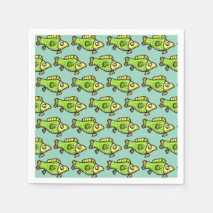Servilleta De Papel Dibujo de pez verde de dibujos animados divertidos