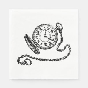 Servilleta De Papel Dibujo de reloj de bolsillo victoriano vintage