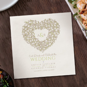 Servilleta De Papel Dibujo de tinta de color crema tulipán monograma b