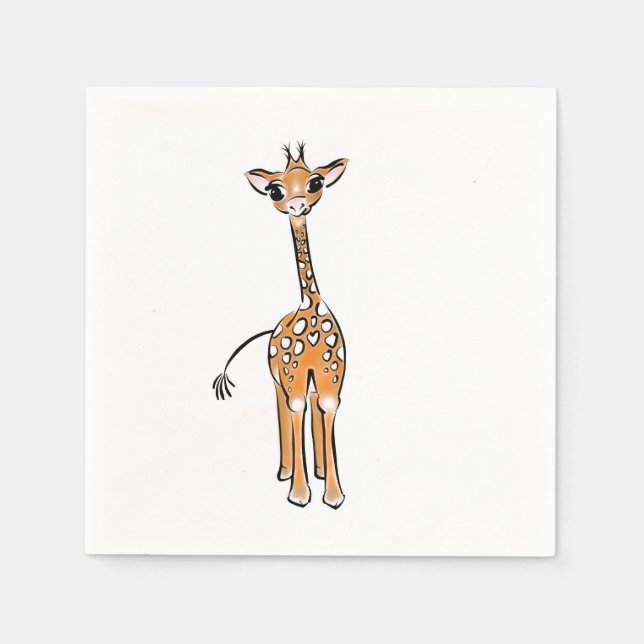 Servilleta De Papel Dibujo de una jirafa cutánea, animales de safari (Anverso)