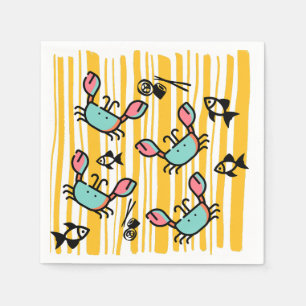 Servilleta De Papel Dibujo divertido de cangrejo de mariscos