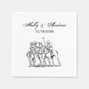 Servilleta De Papel Dibujo Estilizado Vintage de Partido de Polo #1 Ne