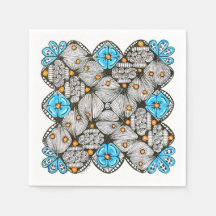 Dibujo geométrico divertido en azul y naranja