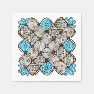 Servilleta De Papel Dibujo geométrico divertido en azul y naranja