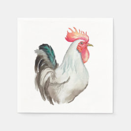 Servilleta De Papel Dibujo manual de acuarela de un gallo