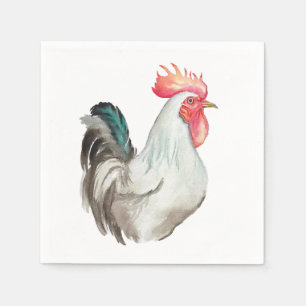 Servilleta De Papel Dibujo manual de acuarela de un gallo
