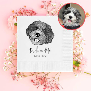 Servilleta De Papel Dibujo personalizado a mano de perro de Bordoodle