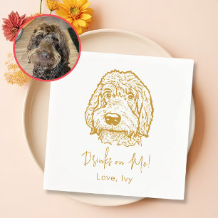 Servilleta De Papel Dibujo personalizado a mano de perro de Labradoodl