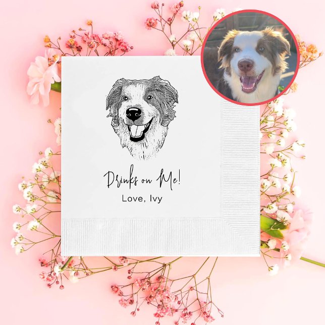 Servilleta De Papel Dibujo personalizado a mano de perro pastor austra (Subido por el creador)