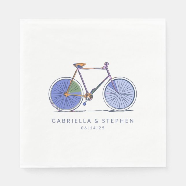 Servilleta De Papel Dibujo personalizado de líneas de bici púrpura (Anverso)