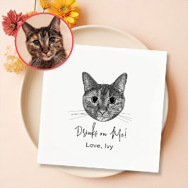 Servilleta De Papel Dibujo personalizado de mano de gato en tabla