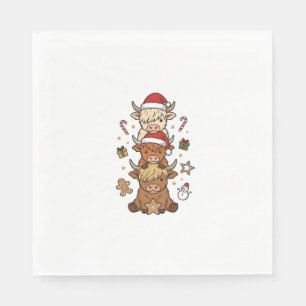 Servilleta De Papel Dibujo vintage de Navidad de vaca de las Highlands
