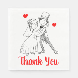 Servilleta De Papel Dibujos animados de agradecimiento lindos novios b