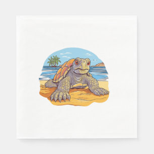 Servilleta De Papel Dibujos animados de tortugas en la playa