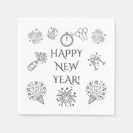 Servilleta De Papel Dibujos caprichosos Feliz Año Nuevo