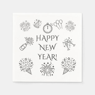 Servilleta De Papel Dibujos caprichosos Feliz Año Nuevo