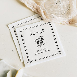 Servilleta De Papel Dibujos de boda caprichosos a mano