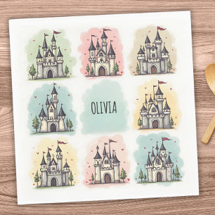 Servilleta De Papel Dibujos de castillos de cuentos de hadas adorables
