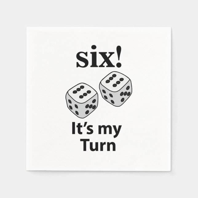 Servilleta De Papel Dice Rolling Six It's My Turn Roll Dice Fiesta (Anverso)