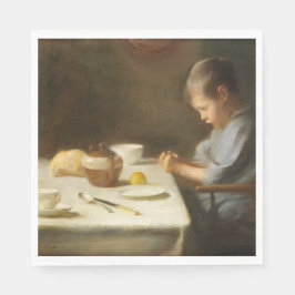 Servilleta De Papel Diciendo gracia (niño rezando en la mesa)