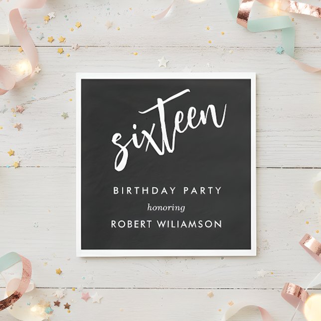 Servilleta De Papel dieciséis en cumpleaños negro (Subido por el creador)