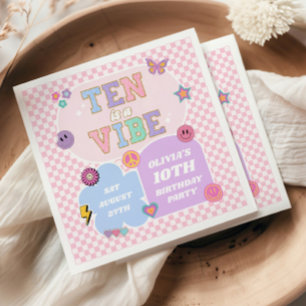 Servilleta De Papel Diez Es Una Vibrante Parche Preppy Cumpleaños 10