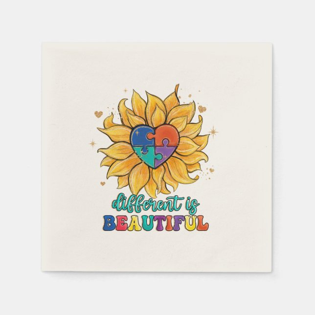 Servilleta De Papel Diferente es bello autismo (Anverso)