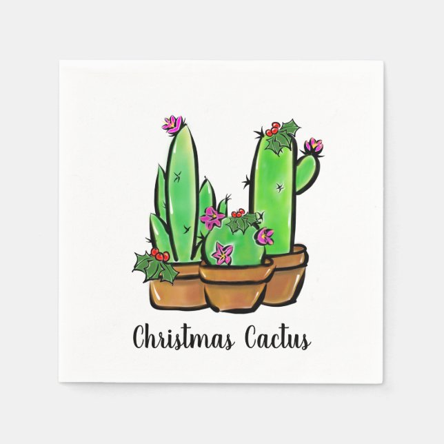 Servilleta De Papel Diferentes fiestas navideñas Cactus cactus succule (Anverso)