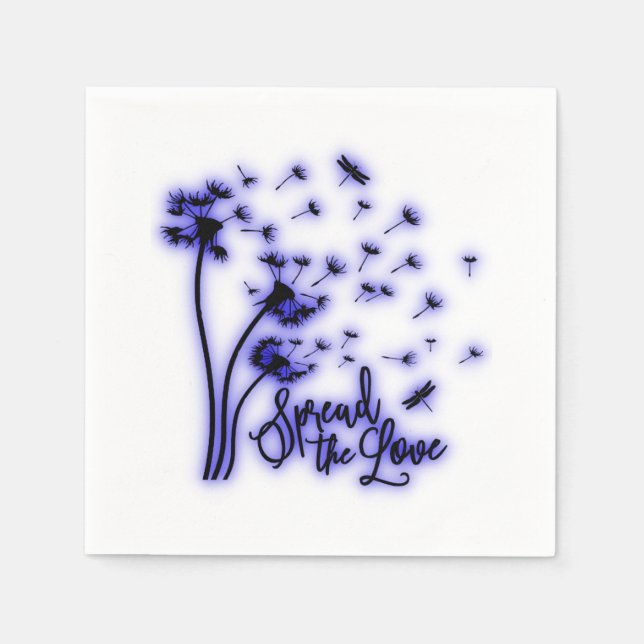 Servilleta De Papel Difundir el amor Dandelions y Dragonflies (Anverso)