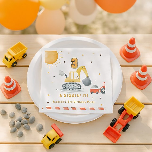 Servilleta De Papel Diggin’ It Yellow Construction Brithday Party (Subido por el creador)