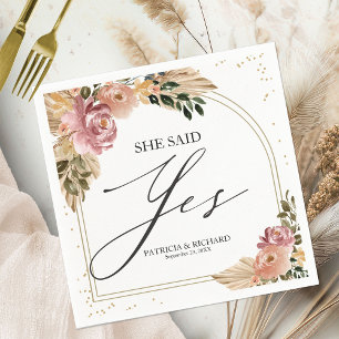 Servilleta De Papel Dijo Sí Boho Floral Compromiso 