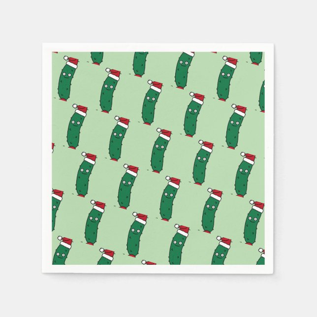Servilleta De Papel Dill Pickle de Navidad con sombrero de Santa (Anverso)