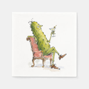 Servilleta De Papel Dill Pickle en una silla con un Martini