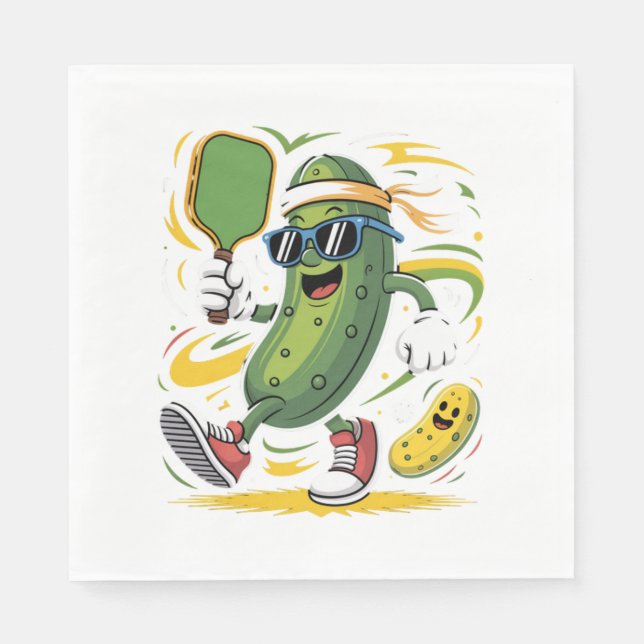Servilleta De Papel Dill pickle jugando pickleball (Anverso)