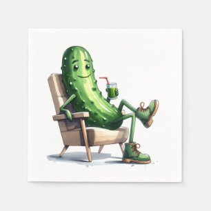 Servilleta De Papel Dill Pickle Relajándose en una silla