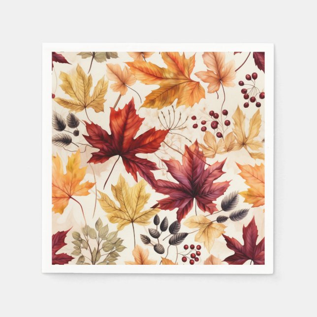Servilleta De Papel Dilo con hojas de otoño 3 - (Anverso)