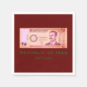Servilleta De Papel Dinar iraquí con Saddam Hussein