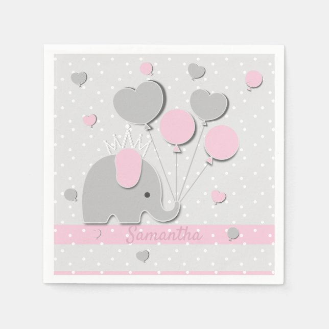 Servilleta De Papel Dinner Elephant Balloons Nursery Gift (Anverso)