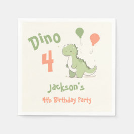Servilleta De Papel Dino Four Dinosaur 4º Fiesta de cumpleaños