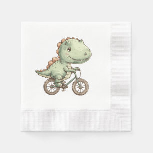 Servilleta De Papel Dino lindo en bicicleta